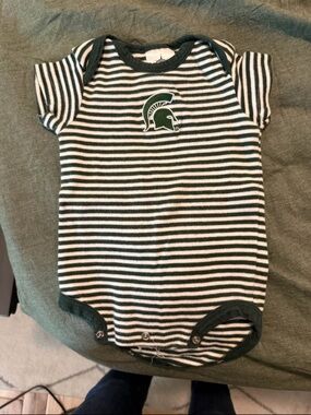 Ativa Green and White Striped Infant Onesie